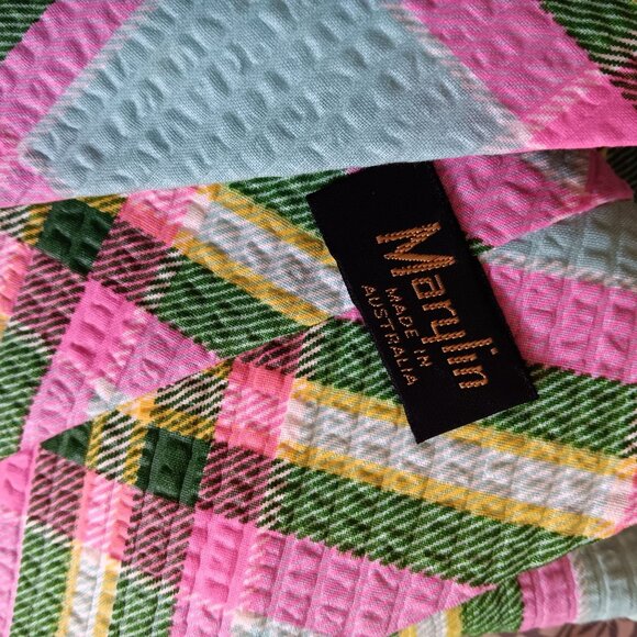 Vintage Marylin Plaid Textured Tie Made In Australia 52" 4.5" wide 1970's NWT - Picture 4 of 4